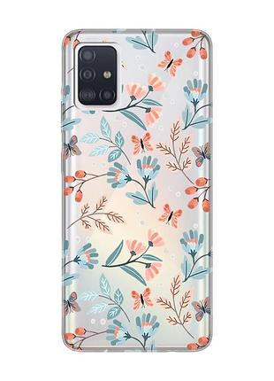 Прозрачный чехол на samsung galaxy a71/a715 :: цветочный фон (принт 370)