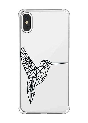 Чохол з потовщеними кутами на iphone x/xs :: колібрі (принт 122)