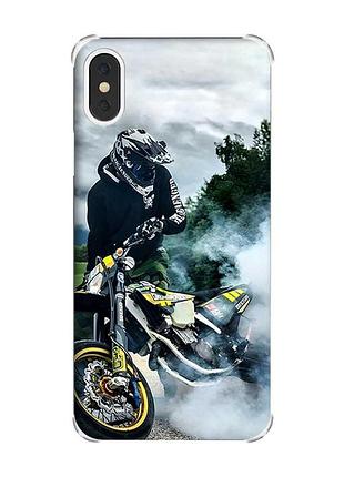 Чохол з потовщеними кутами на iphone x/xs :: мото драйв (принт 68)