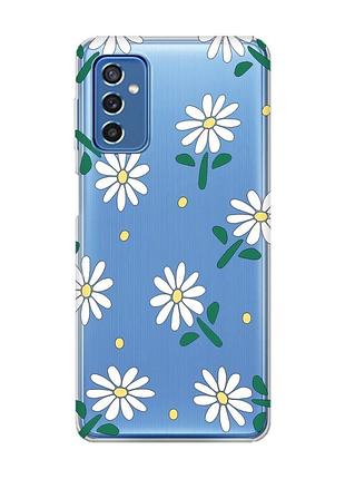 Прозрачный чехол на samsung galaxy m52 :: ромашки (принт 368)