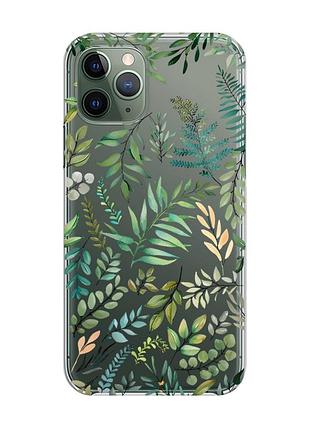Прозорий чохол на iphone 12 / 12 pro :: рослинний фон (принт 377)