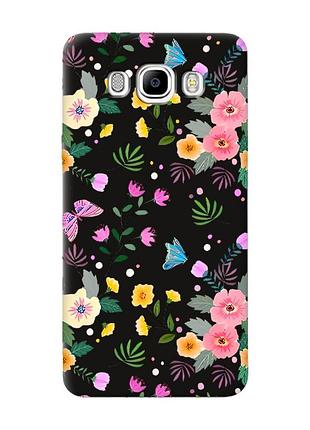 Матовий чорний чохол на samsung galaxy j7(2016) j710 :: квітковий фон (принт 369)