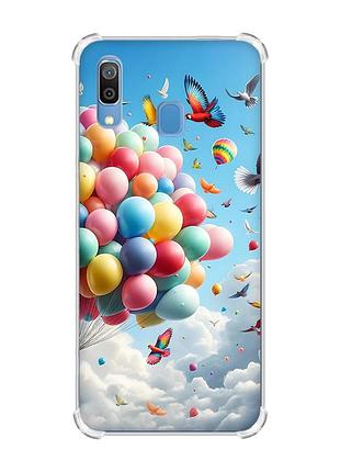 Чехол с утолщёнными углами на samsung galaxy a30 (2019)/a20 (2019) воздушные шарики (принт 365)