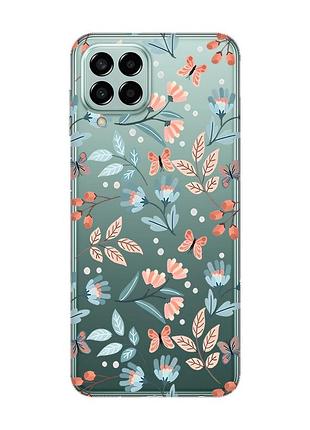 Прозрачный чехол на samsung galaxy m33 5g :: цветочный фон (принт 370)