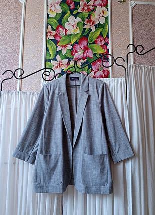 Красивий якісний сірий піджак з карманами m&s collection relaxed fit.