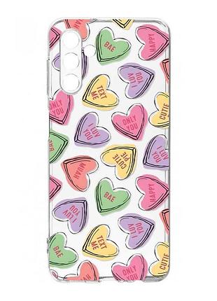 Прозрачный чехол на samsung galaxy s24 fe сердечка с текстом (принт 333)