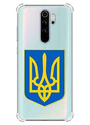 Чехол с утолщёнными углами на xiaomi redmi note 8 pro :: тризуб украина (принт 256)