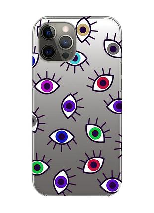 Прозрачный чехол на iphone 12 pro max :: разноцветные глаза (принт 336)
