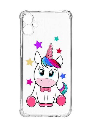 Чехол с утолщёнными углами на samsung galaxy a06 (a065) единорог (принт 102)
