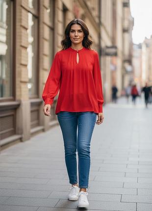 Яскраві рожева блузка luisa cerano преміум бренду / вільна шовковиста блуза сорочка кольору фуксії