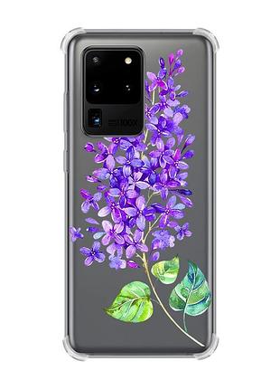 Чехол с утолщёнными углами для samsung galaxy s20 ultra :: веточка сирени (принт 280)