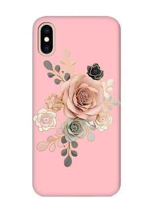 Матовый розовый чехол на iphone xs max :: розы (принт 275)