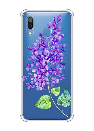 Чехол с утолщёнными углами на samsung galaxy a30 (2019)/a20 (2019) веточка сирени (принт 280)