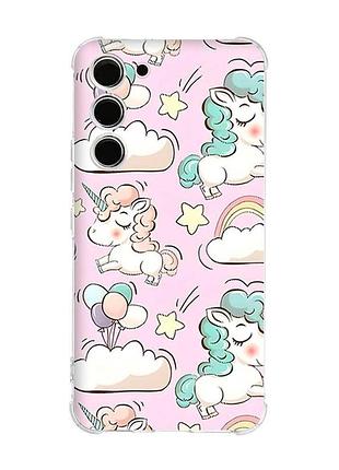 Чехол с утолщёнными углами на samsung galaxy s23 :: единороги (принт 106)