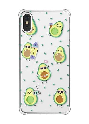 Чехол с утолщёнными углами на iphone x/xs :: авокадо на отдыхе (принт 302)