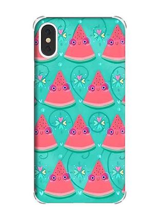 Чехол с утолщёнными углами на iphone x/xs :: весёлые арбузики (принт 348)