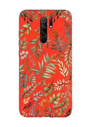 Матовий червоний чохол на xiaomi redmi note 8 pro :: рослинний фон (принт 377)