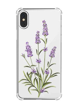 Чохол з потовщеними кутами на iphone x/xs :: гілочки лаванди (принт 266)