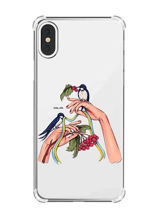 Чохол з потовщеними кутами на iphone x/xs :: ластівки (принт 15)