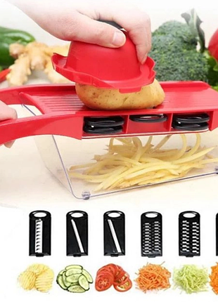 Овочерізка - мультислайсер mandoline slicer 6 in 1 · тертка – шатківниця для овочів та фруктів з контейнером