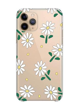 Прозрачный чехол на apple iphone 11 pro (5,8) :: ромашки (принт 368)