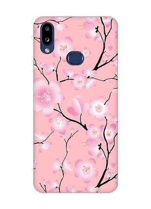 Матовый розовый чехол на samsung galaxy a10ѕ a107 :: цветущая сакура (принт 282)