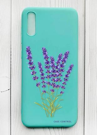 Матовый бирюзовый чехол на xiaomi redmi 9а :: лаванда (принт 28)