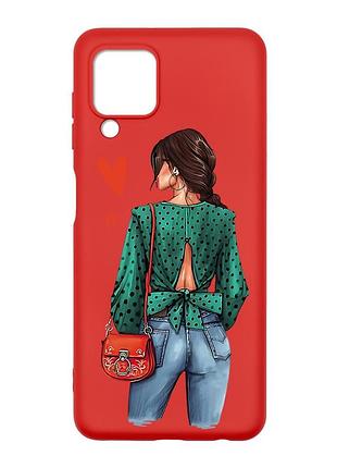 Матовий червоний чохол на samsung galaxy a22 4g/m32/m22 :: дівчина в зеленому (принт 224)