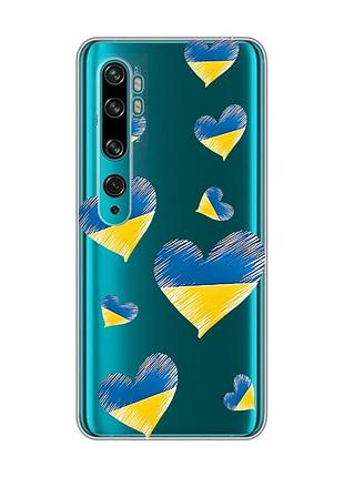 Прозорий чохол на xiaomi mi note 10/note 10 pro :: сердечка. україна (принт 258)