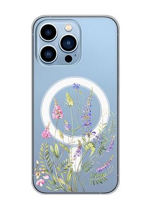 Магнітний чохол на iphone 13 pro max із підтримкою magsafe :: квіткова ідилія (принт 382)