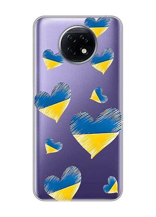 Прозорий чохол на xiaomi redmi note 9t/redmi note 9 5g :: сердечка. україна (принт 258)