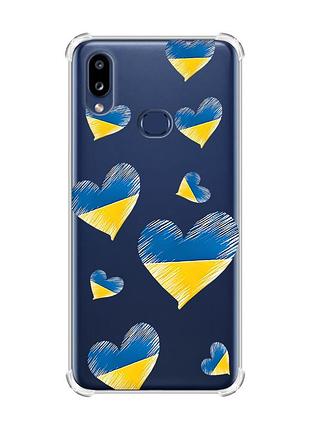 Чехол с утолщенными углами на samsung galaxy a10s (a107) :: сердечка. украина (принт 258)