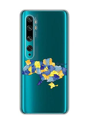 Прозорий чохол на xiaomi mi note 10/note 10 pro :: карта україни (принт 261)
