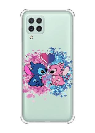 Чохол з потовщеними кутами на samsung galaxy m32/a22/m22 4g стіч і ангел (принт 391)