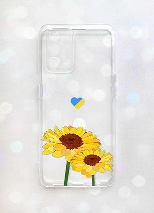 Прозорий чохол на oppo a74 4g/a95 4g/f19/reno 6 lite :: жовті квіти (принт 364)