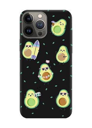 Матовый черный чехол на iphone 13 pro :: авокадо на отдыхе (принт 302)