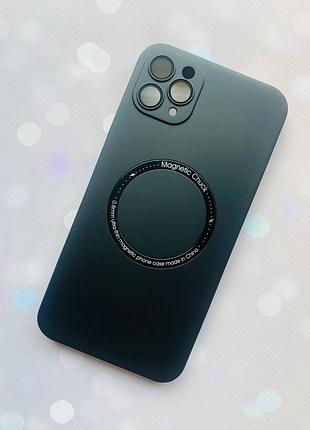 Ультратонкий чехол magsafe на iphone 11 pro max с дополнительной защитой камер черный