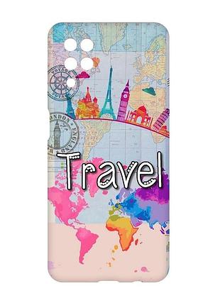 Матовый чехол с розовыми боками на samsung galaxy a12 :: путешествие. travel (принт 321)