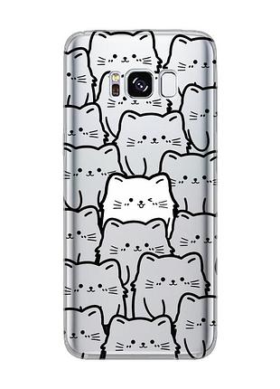 Прозрачный чехол для samsung galaxy s8 котики (принт 392)