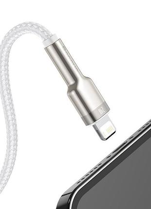 Дата кабель baseus cafule metal usb to lightning 2.4a (2m) (caljk-b0) white 2