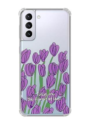 Чехол с утолщёнными углами на samsung galaxy s21 plus :: тюльпаны (принт 265)