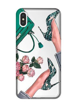 Прозорий чохол на iphone xs max :: туфельки і квіти (принт 225)