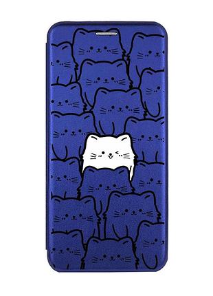 Чехол-книжка с рисунком для samsung galaxy a10s (a107) синий котики (принт 392)