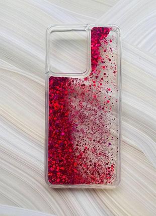 Чехол с плавающими блестками на xiaomi redmi 13c / poco c65 розовый