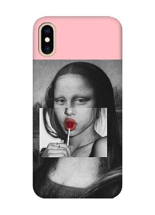 Матовый розовый чехол на iphone xs max :: современная мона лиза (принт 351)