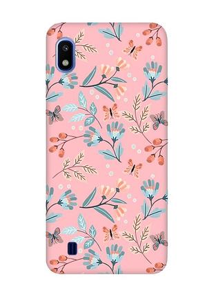 Матовий рожевий чохол на samsung galaxy a10 (2019) a105 :: квітковий фон (принт 370)