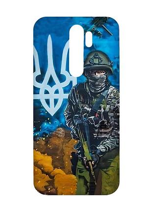 Матовий чохол з рожевими боками на xiaomi redmi note 8 pro :: військовий (патріотичний принт 349)