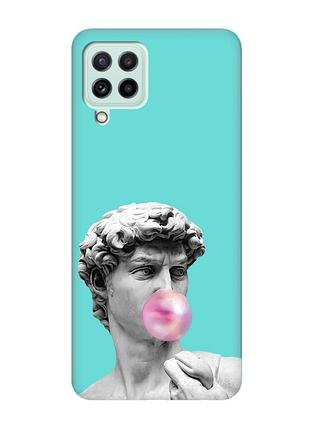 Матовый бирюзовый чехол на samsung galaxy m32/m22/a22 4g :: скульптура (принт 352)
