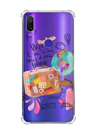 Чехол с утолщёнными углами на xiaomi redmi note 7/7 pro :: настроение путешествовать /принт 329/