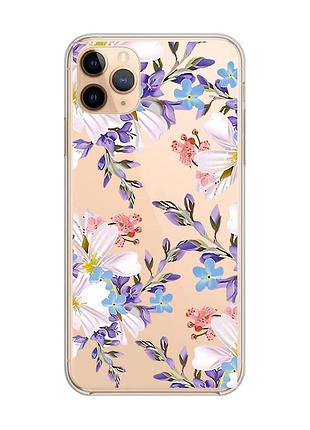 Прозрачный чехол на iphone 11 pro max :: цветочный рисунок (принт 272)